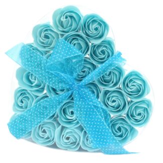 Seifenblumen Herzbox Blaue Rosen 24er Set