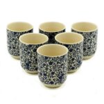 Keramik Teetassen Blaues Muster 6 Stück 190 ml – Honigbee Keramik Teetassen Blaues Muster 6 Stück 190 ml