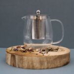 Glas Teekanne mit Edelstahl Teesieb 550 ml Modern – Honigbee Glas Teekanne mit Edelstahl Teesieb 550 ml Modern