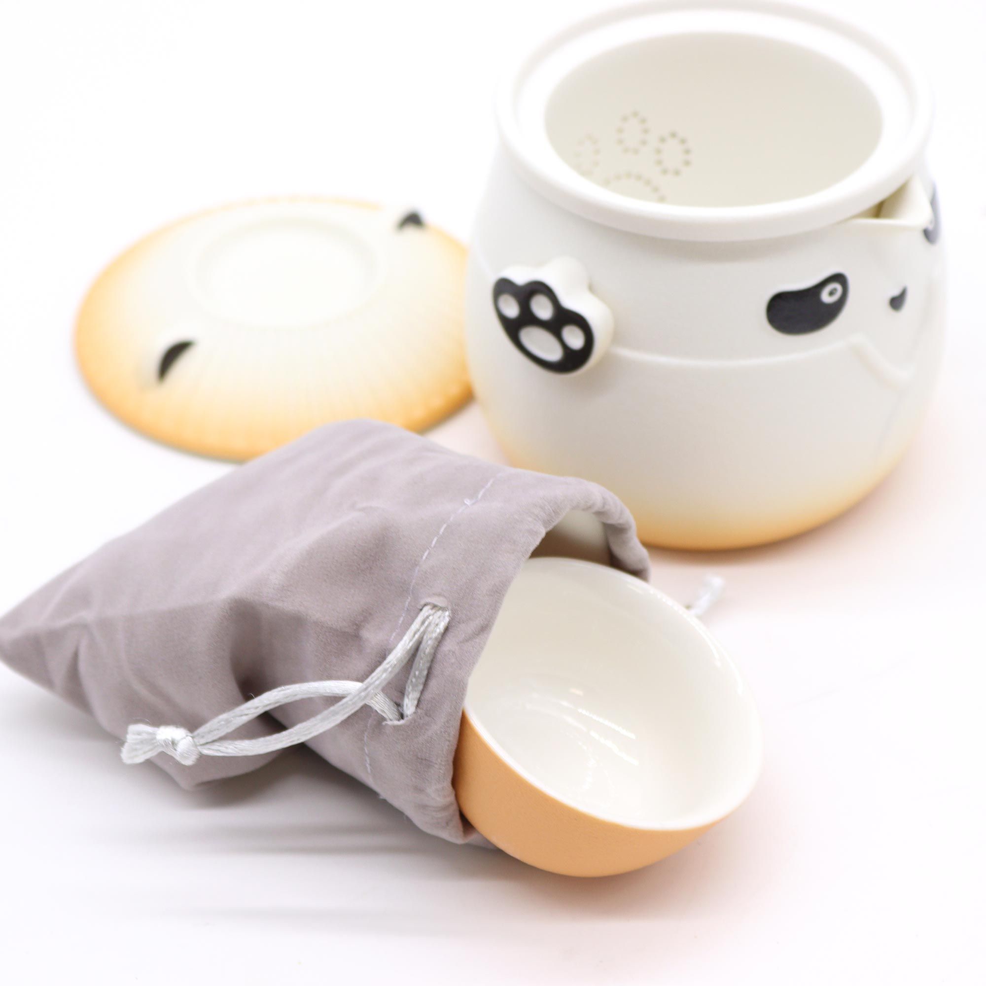 Panda Teeservice Orange mit Teekanne & 3 Tassen Panda Teeservice Orange mit Teekanne & 3 Tassen