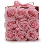 Seifenblumenstrauß Rosa 9 Rosen eckig Geschenkbox Duftseife Badeseife – Honigbee Seifenblumenstrauß Rosa 9 Rosen
