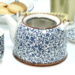 Keramik Teeservice Blaues Muster mit Teekanne & 6 Tassen – Honigbee Keramik Teeservice Blaues Muster mit Teekanne & 6 Tassen