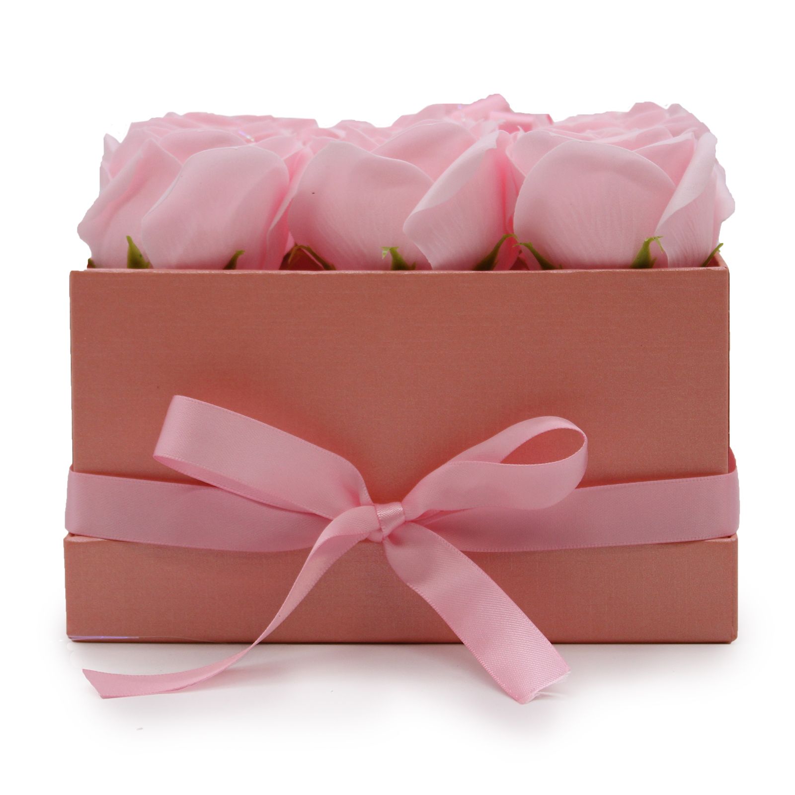 bG9jYWw6Ly9tZWRpYS9TUi9BQy82MFIzMEMxRzZSVDNBQ1NSL2IwNGU4ZWFlLmpwZWc.jpg Seifenblumenstrauß Rosa 9 Rosen eckig Geschenkbox Duftseife Badeseife
