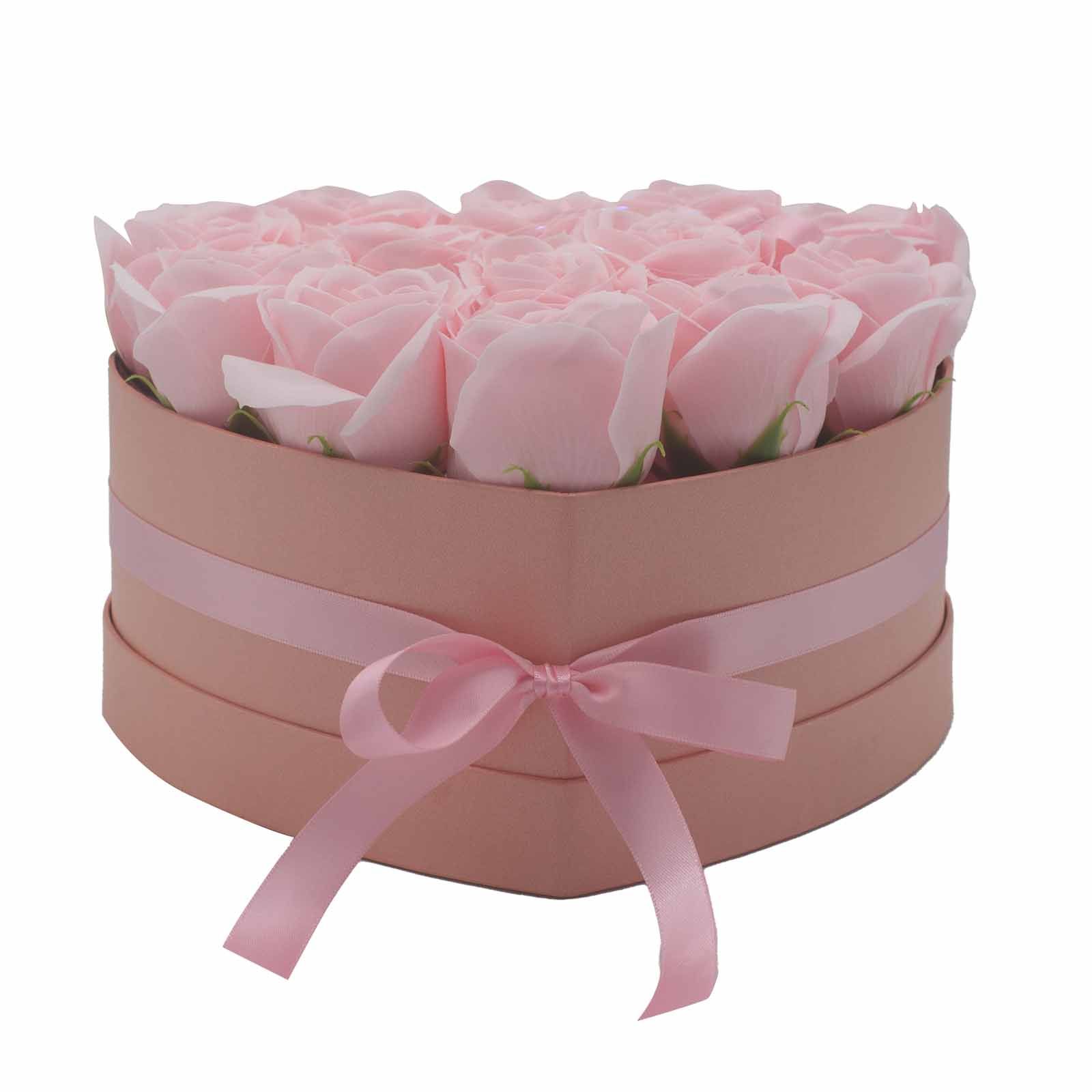 Seifenblumenstrauß Rosa 13 Rosen Herz Geschenkbox Duftseife Badeseife