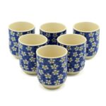 Keramik Teetassen Blaue Gänseblümchen 6 Stück 190 ml – Honigbee Keramik Teetassen Blaue Gänseblümchen 6 Stück 190 ml