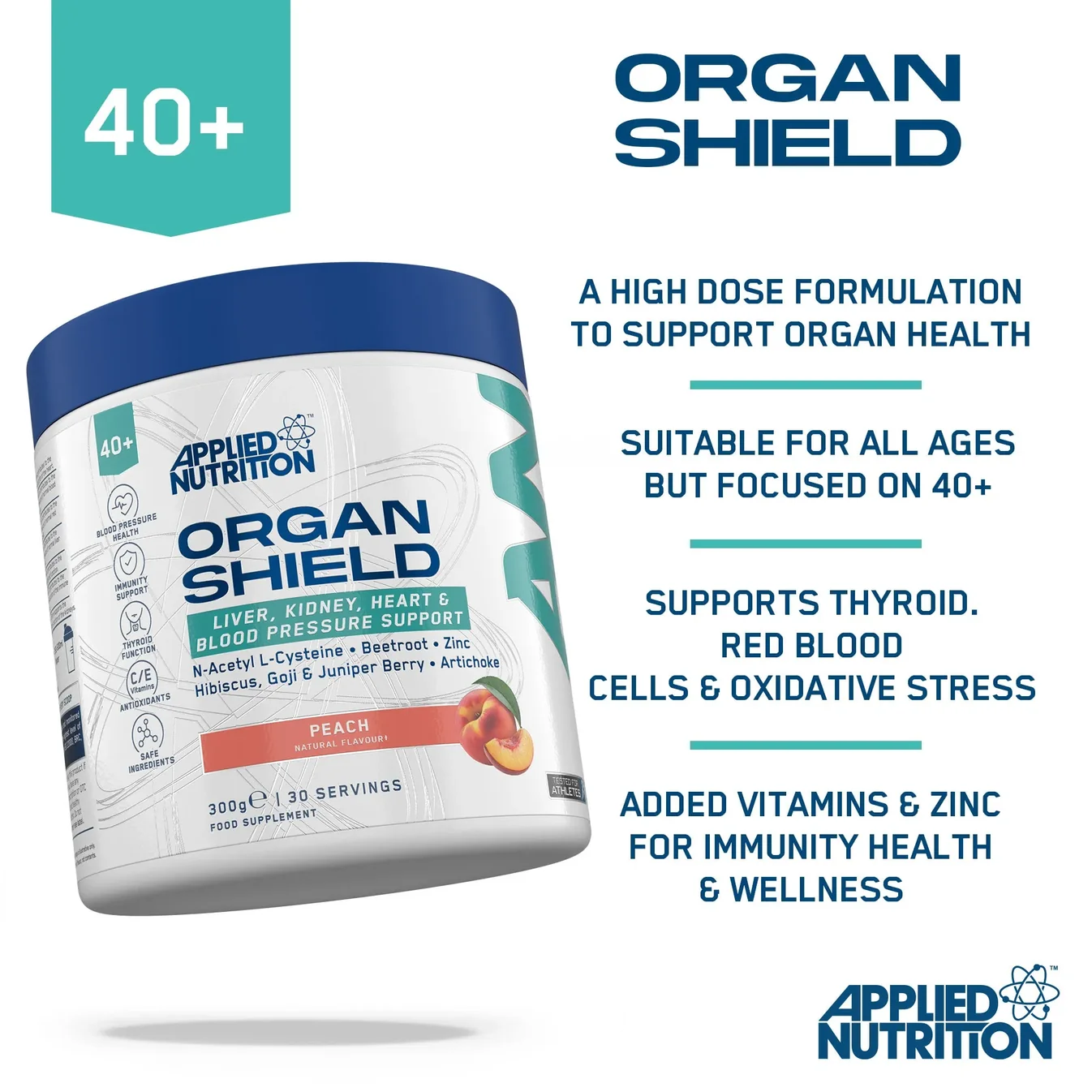 Applied Nutrition Agewell 40+ Organschutz Himbeere 300 g – Vitamine & Pflanzenextrakte