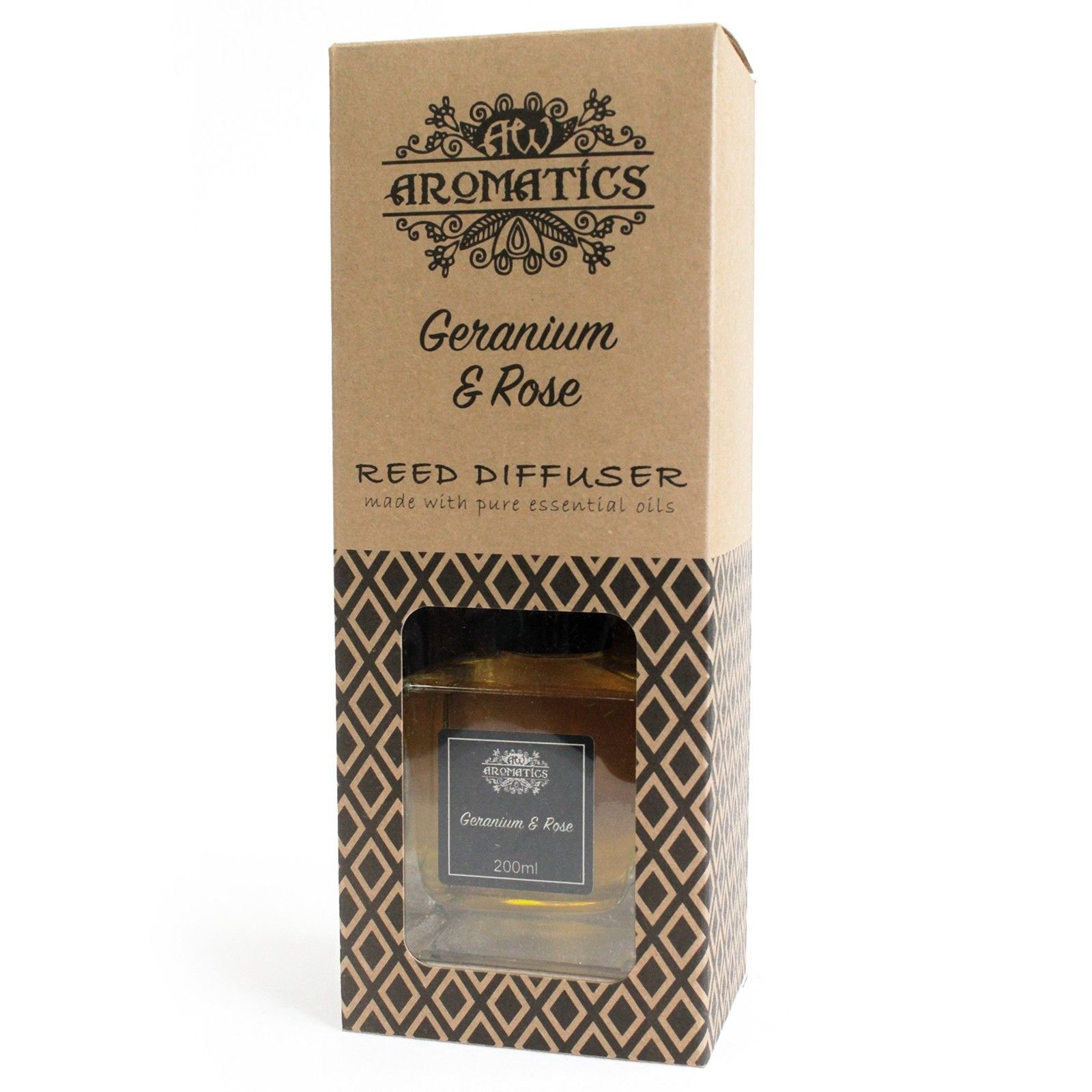 Geranie & Rose Raumduft Diffuser 200 ml – Reed Diffuser mit ätherischen Ölen bis zu 12 Wochen
