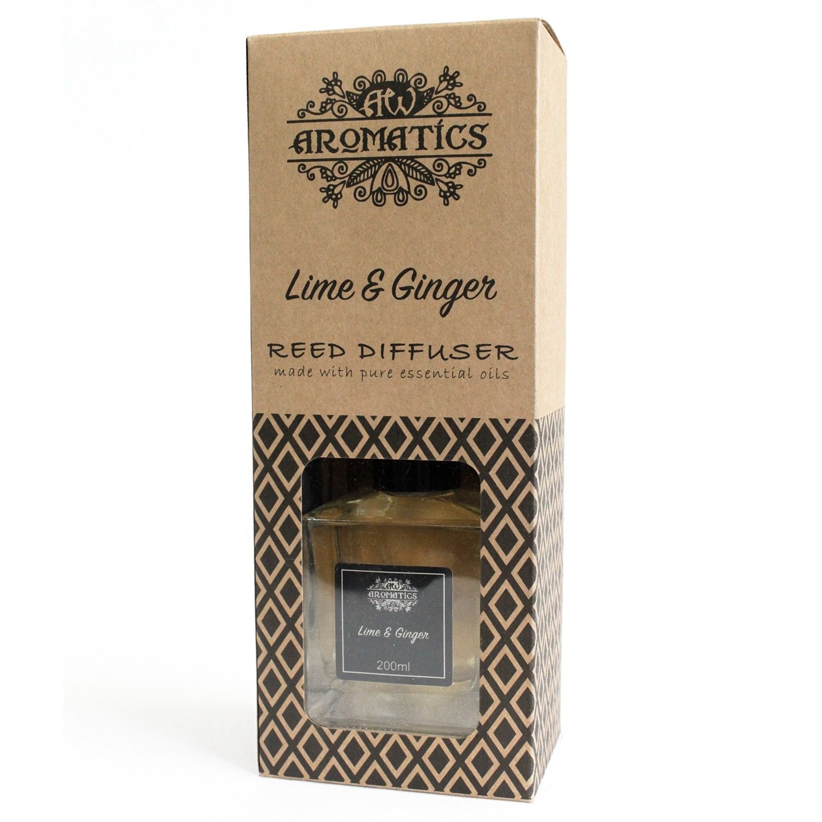 Limette & Ingwer Raumduft Diffuser 200 ml – Reed Diffuser mit ätherischen Ölen bis zu 12 Wochen