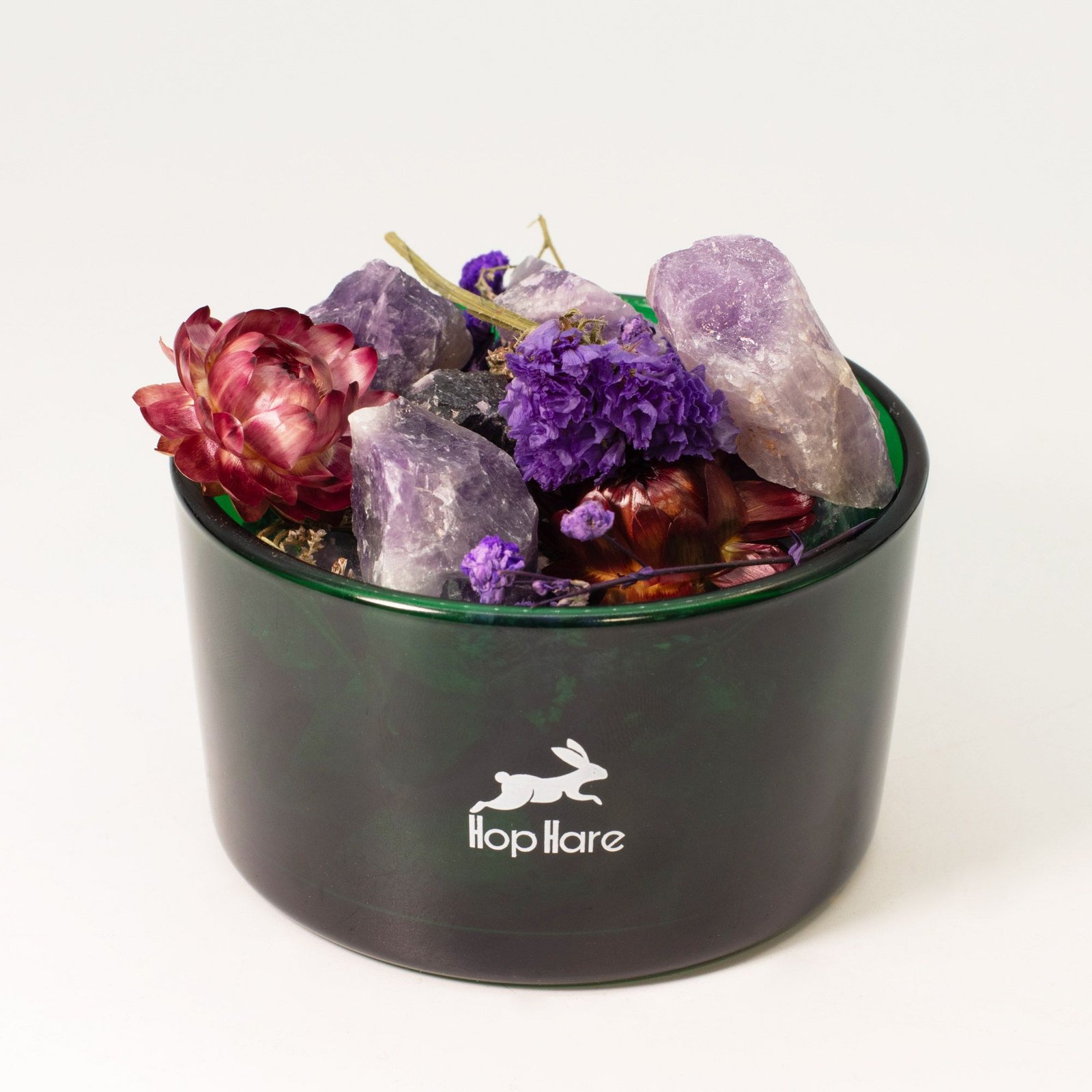 Amethyst Duftkristalle Set The Moon – Edelsteine & Trockenblumen im Glas