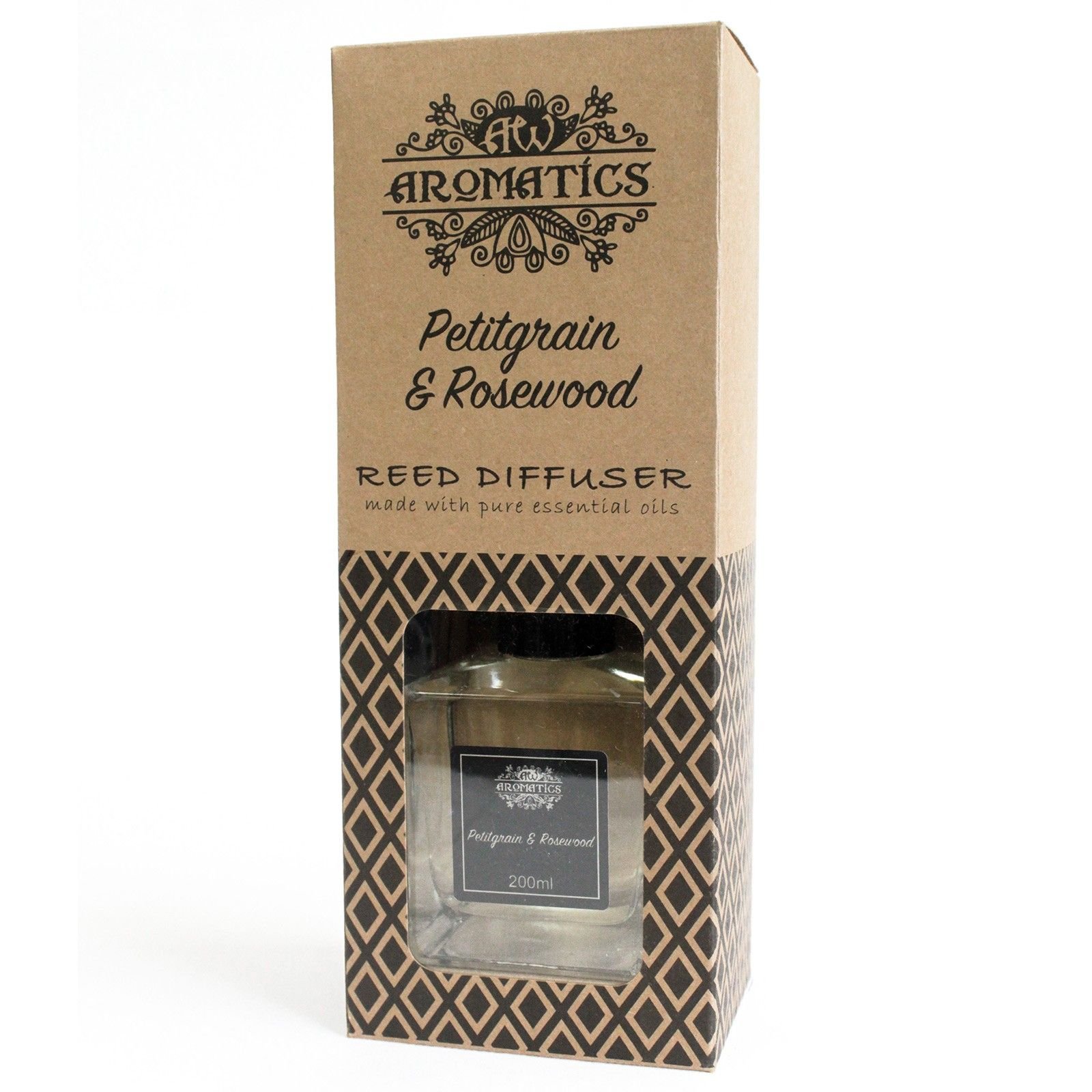 Petitgrain & Rosenholz Raumduft Diffuser 200 ml – Reed Diffuser mit ätherischen Ölen bis zu 12 Wochen