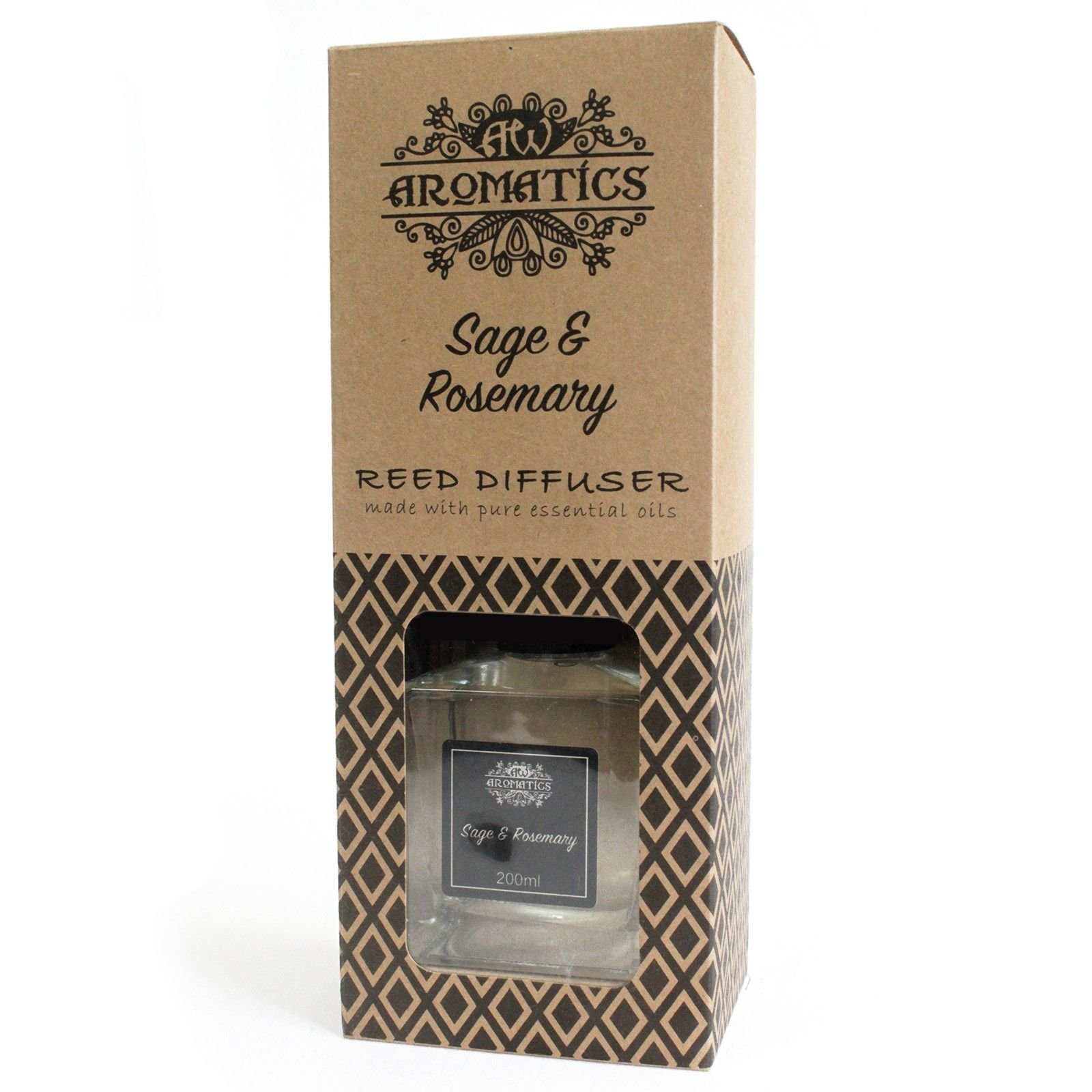 Salbei & Rosmarin Raumduft Diffuser 200 ml – Reed Diffuser mit ätherischen Ölen bis zu 12 Wochen