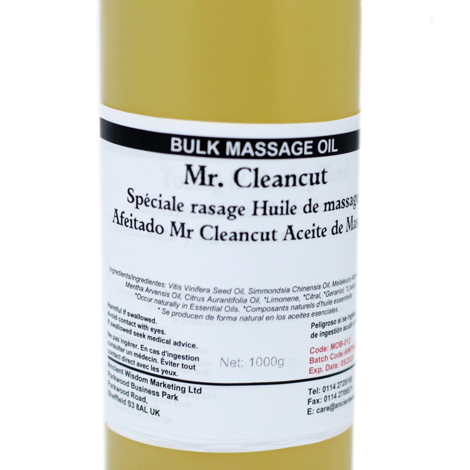 Mr Cleancut Massageöl & Rasieröl 1 kg mit Jojoba, Teebaum, Pfefferminze & Limette