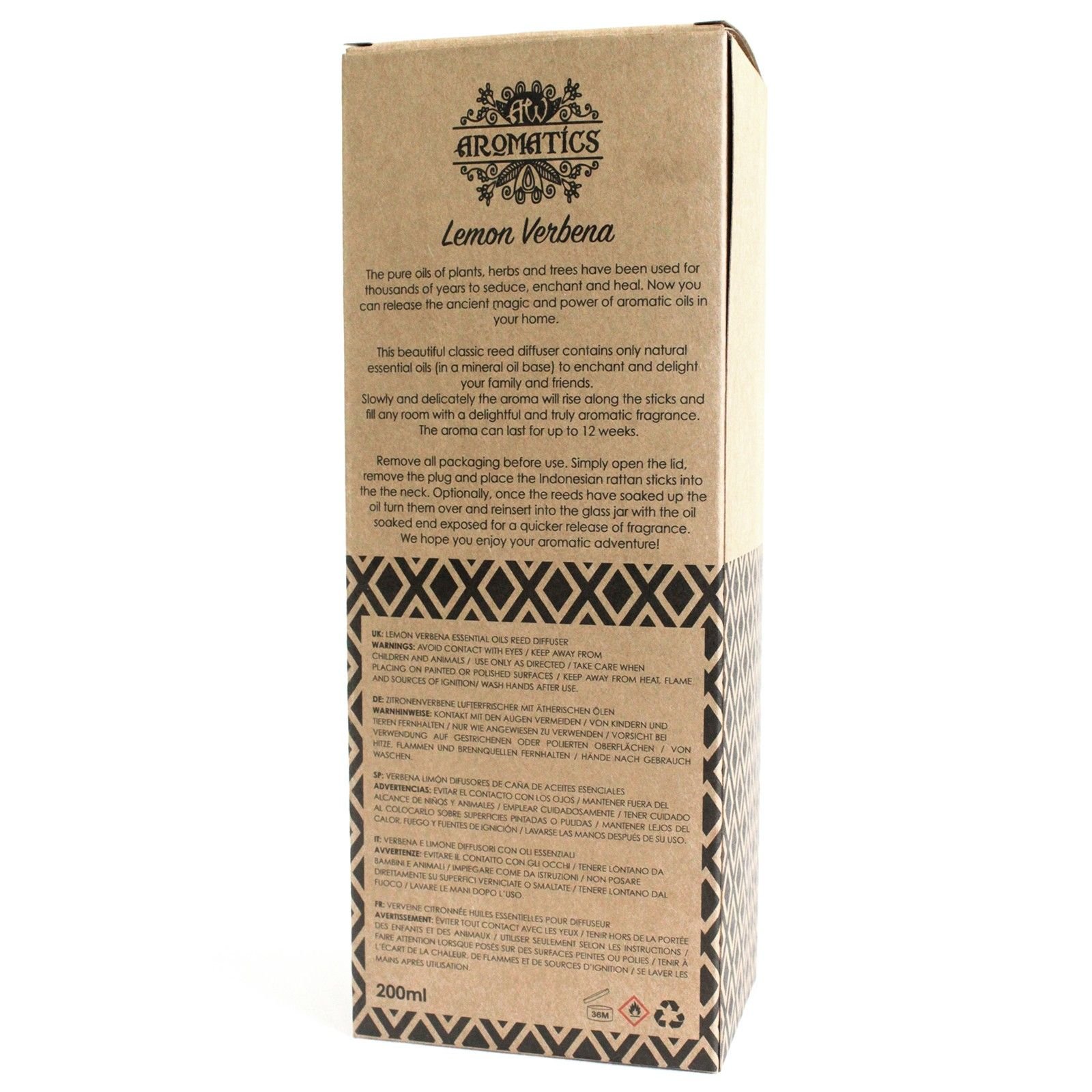 Zitronenverbene Raumduft Diffuser 200 ml – Reed Diffuser mit ätherischen Ölen bis zu 12 Wochen