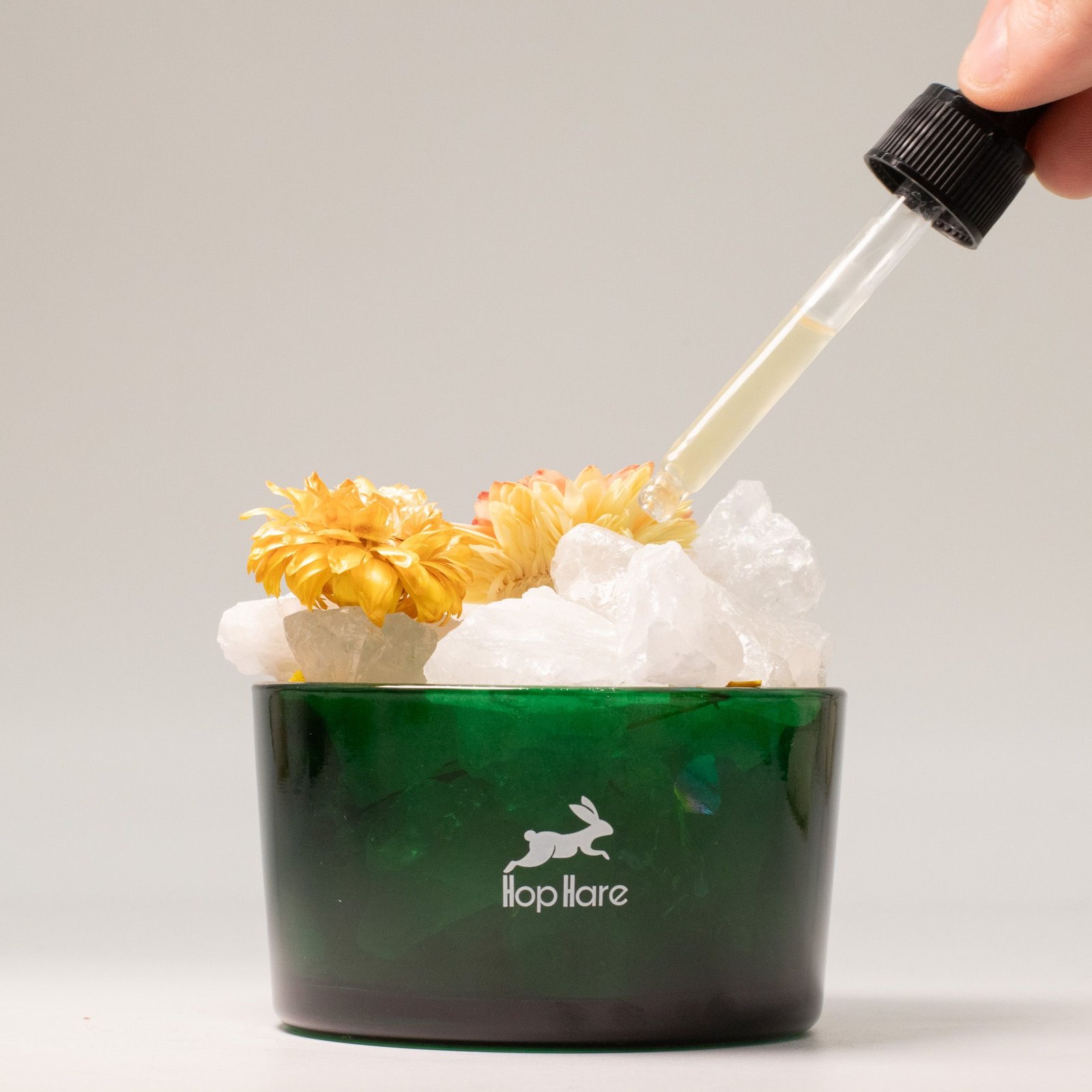 Bergkristall Duftkristalle Set The Lion – Edelsteine & Trockenblumen im Glas
