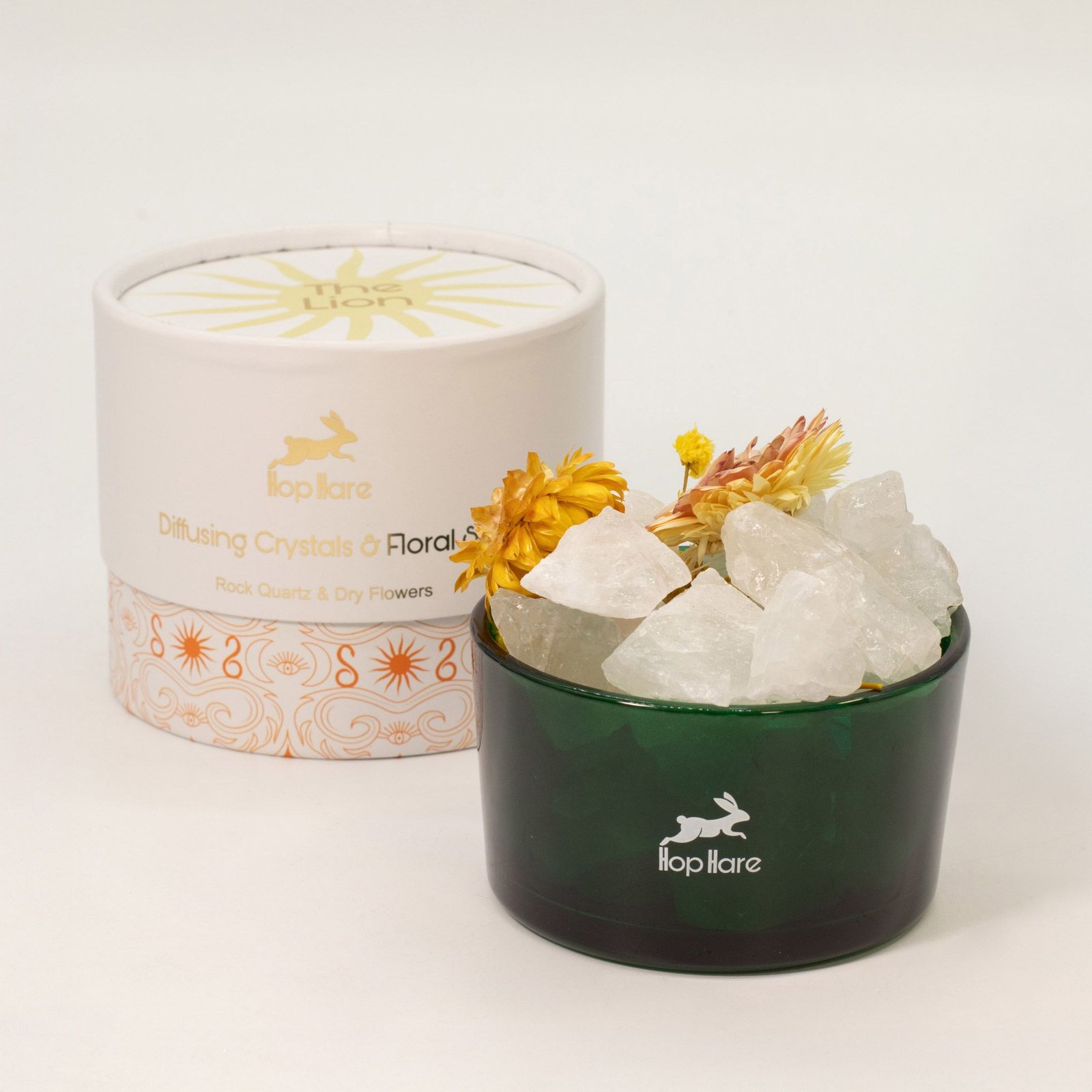 Bergkristall Duftkristalle Set The Lion – Edelsteine & Trockenblumen im Glas