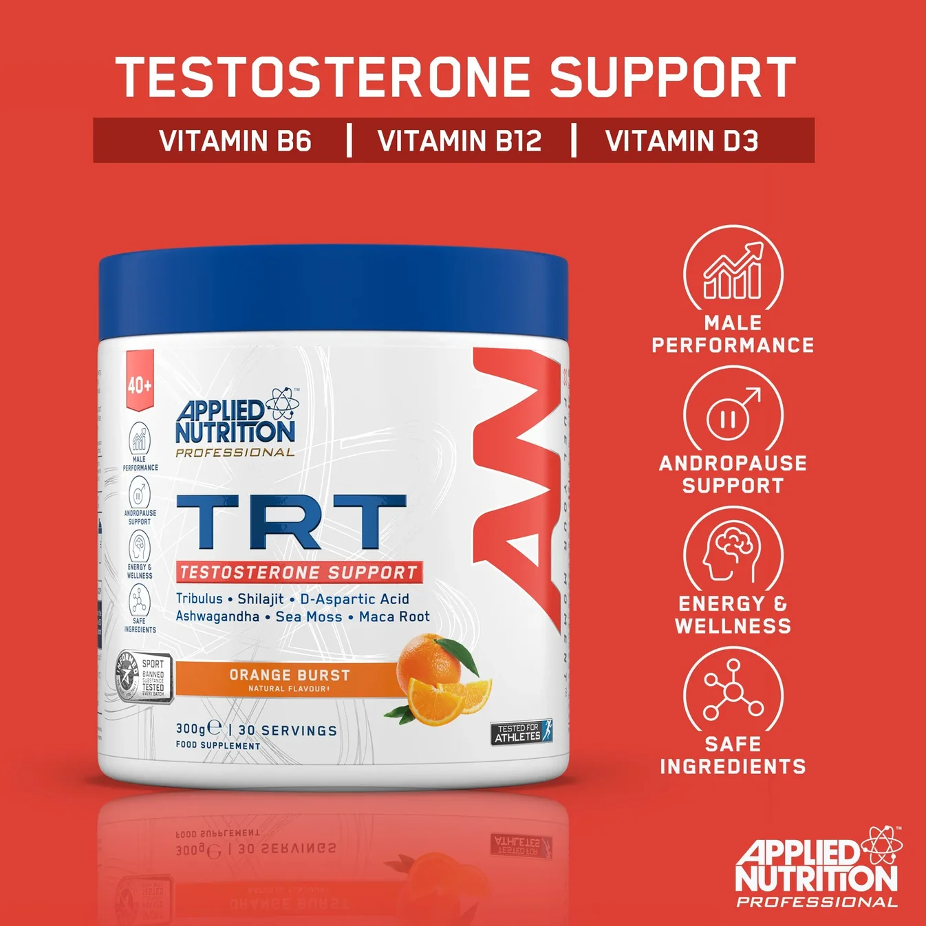 Applied Nutrition Agewell 40+ TRT Testosteron Unterstützung Orange Burst 300 g