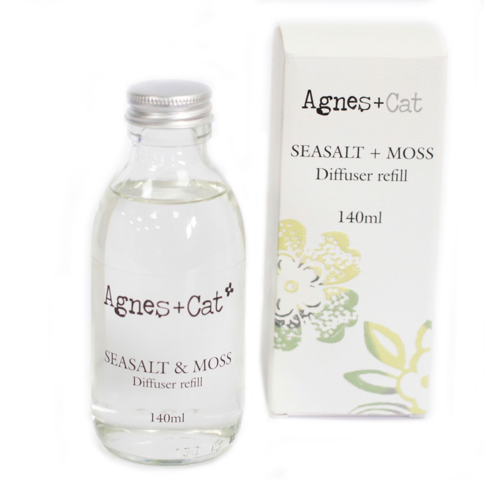 Raumduft Nachfüllflasche Meersalz und Moos 140 ml – Agnes + Cat mit frischem Meeresduft und erdigen Noten für Duftstäbchen