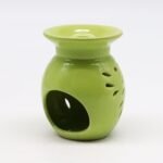 Duftlampe Keramik Limettengrün mit Blumenmuster – Florale Aromalampe für Duftöl und Duftwachs – Honigbee Duftlampe Keramik Limettengrün mit Blumenmuster – Florale Aromalampe für Duftöl und Duftwachs