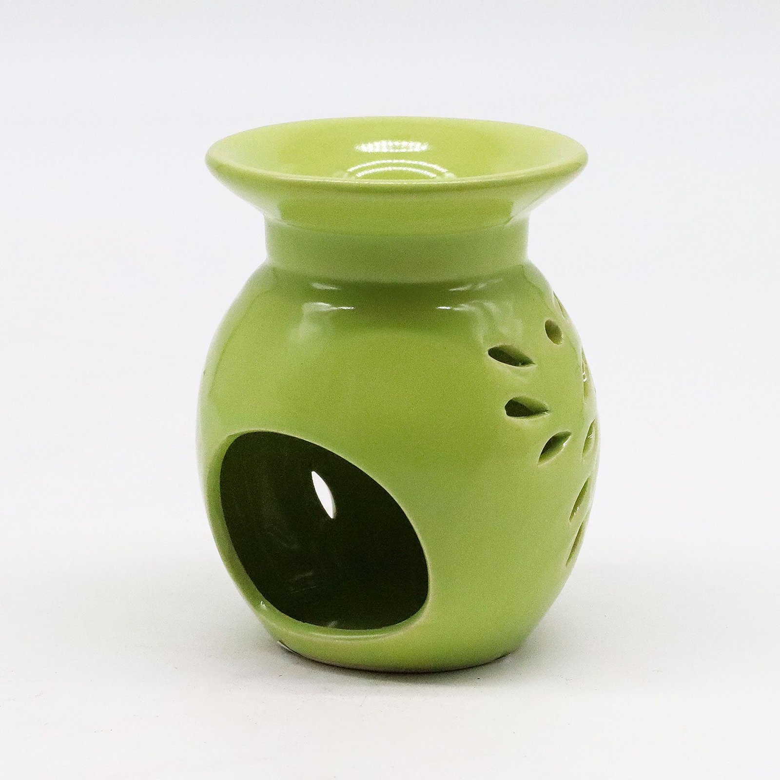bG9jYWw6Ly9tZWRpYS85Si80RC82MFIzMEMxSjYwV0s0RDlKL2YxYjBmOWI2LmpwZWc.jpg Duftlampe Keramik Limettengrün mit Blumenmuster – Florale Aromalampe für Duftöl und Duftwachs