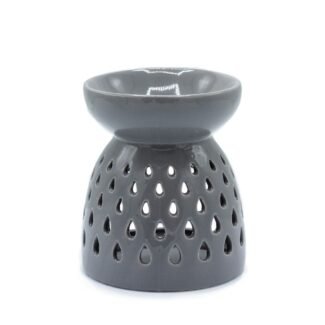 Duftlampe Keramik Grau mit Tropfenmuster