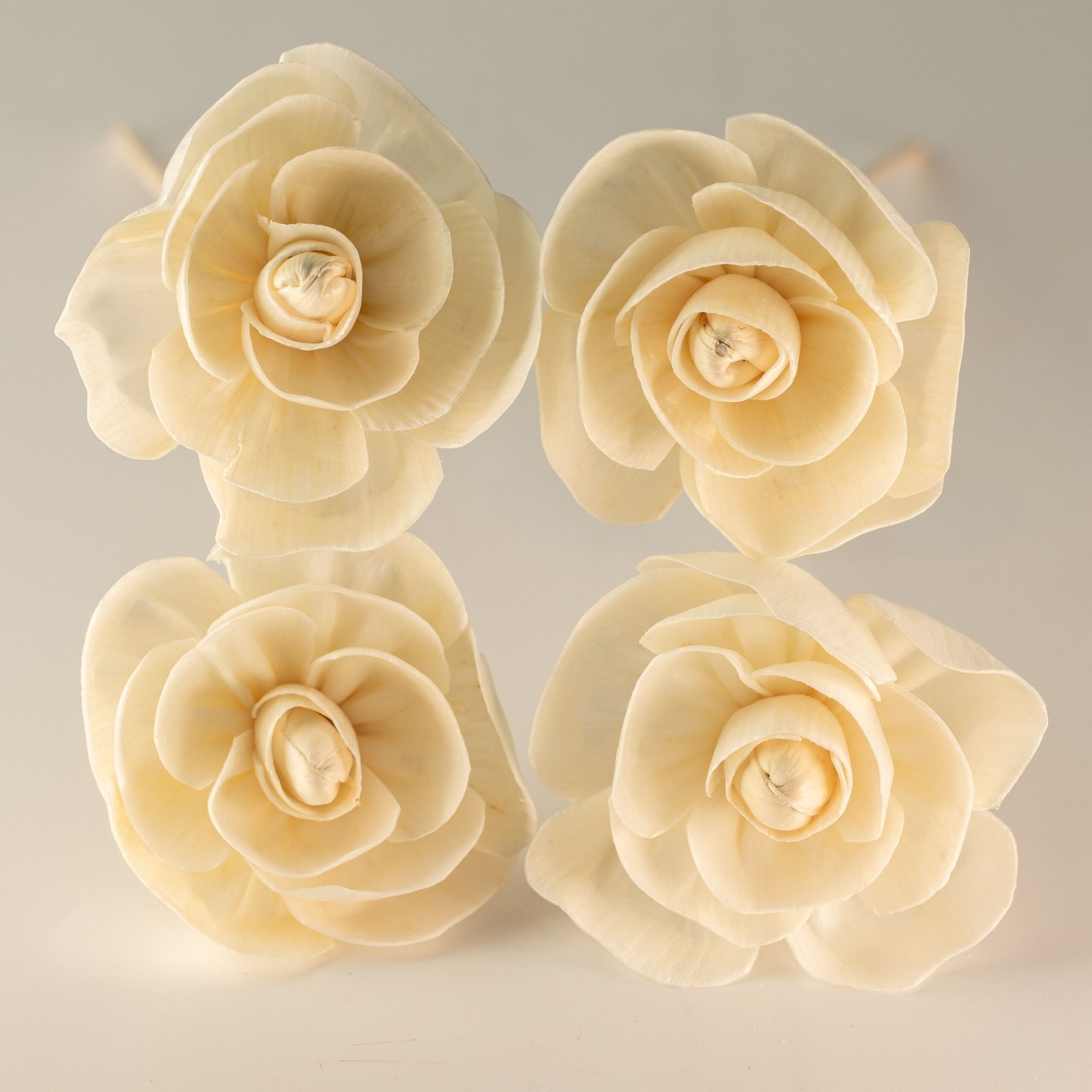 Duftdiffuser Blumen Rose 4 Stück – Natürliche Solaholz Duftblumen mit Bambusstäbchen