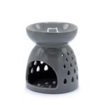 Duftlampe Keramik Grau mit Tropfenmuster – Klassische Aromalampe für Duftöle und Duftwachs – Honigbee Duftlampe Keramik Grau mit Tropfenmuster – Klassische Aromalampe für Duftöle und Duftwachs