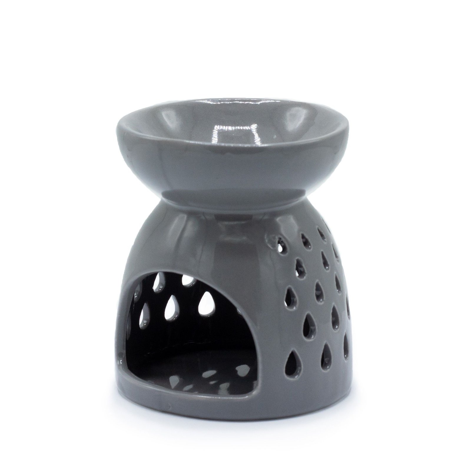 bG9jYWw6Ly9tZWRpYS85Sy9FRS82MFIzMEMxRzZXU0tFRTlLLzdmOTg2NmJlLmpwZWc.jpg Duftlampe Keramik Grau mit Tropfenmuster – Klassische Aromalampe für Duftöle und Duftwachs