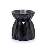 Duftlampe Keramik Schwarz mit geometrischem Muster
