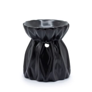 Duftlampe Keramik Schwarz mit geometrischem Muster