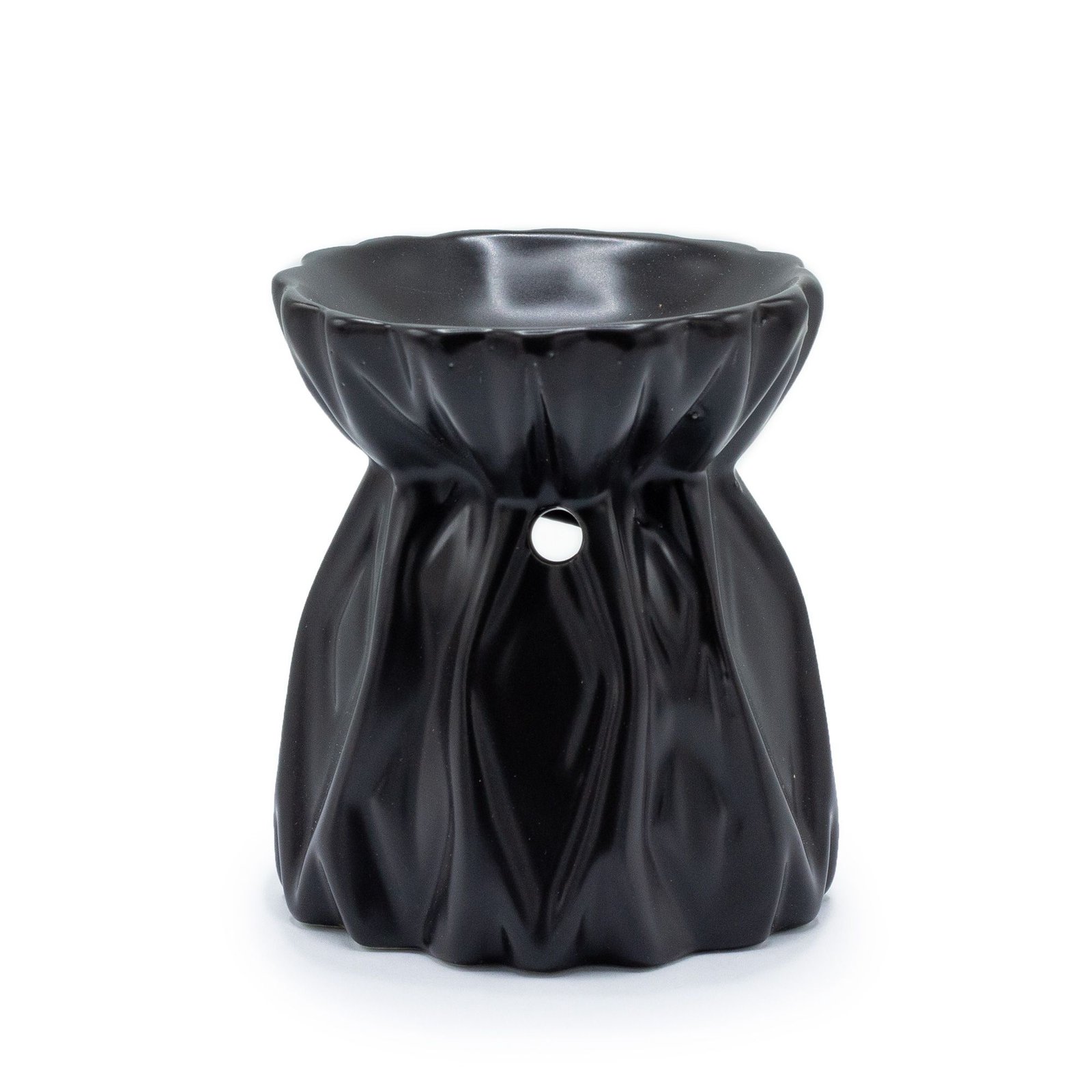 Duftlampe Keramik Schwarz mit geometrischem Muster