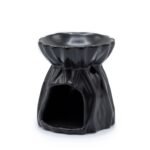 Duftlampe Keramik Schwarz mit geometrischem Muster – Moderne Aromalampe für Duftöl und Duftwachs
