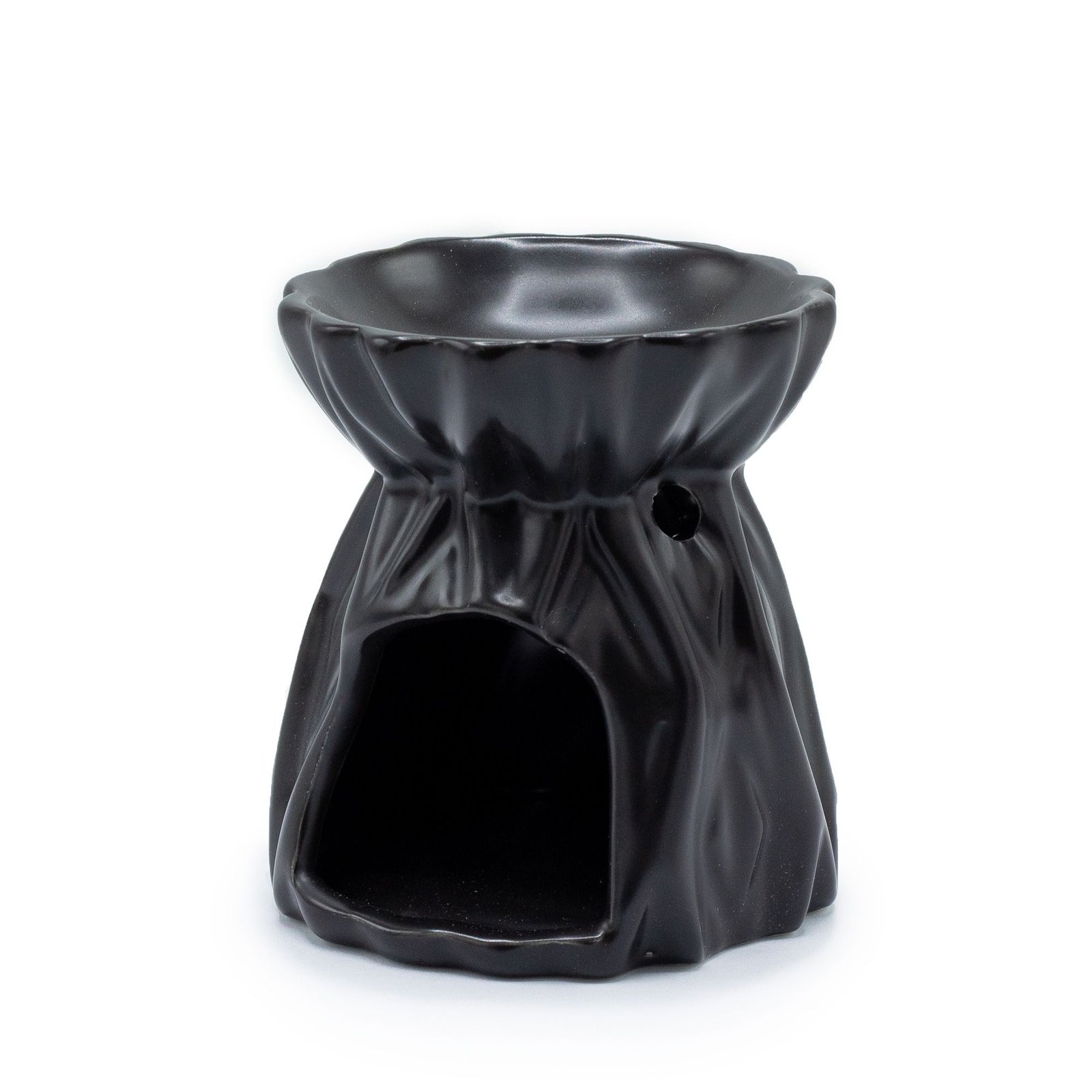 Duftlampe Keramik Schwarz mit geometrischem Muster – Moderne Aromalampe für Duftöl und Duftwachs