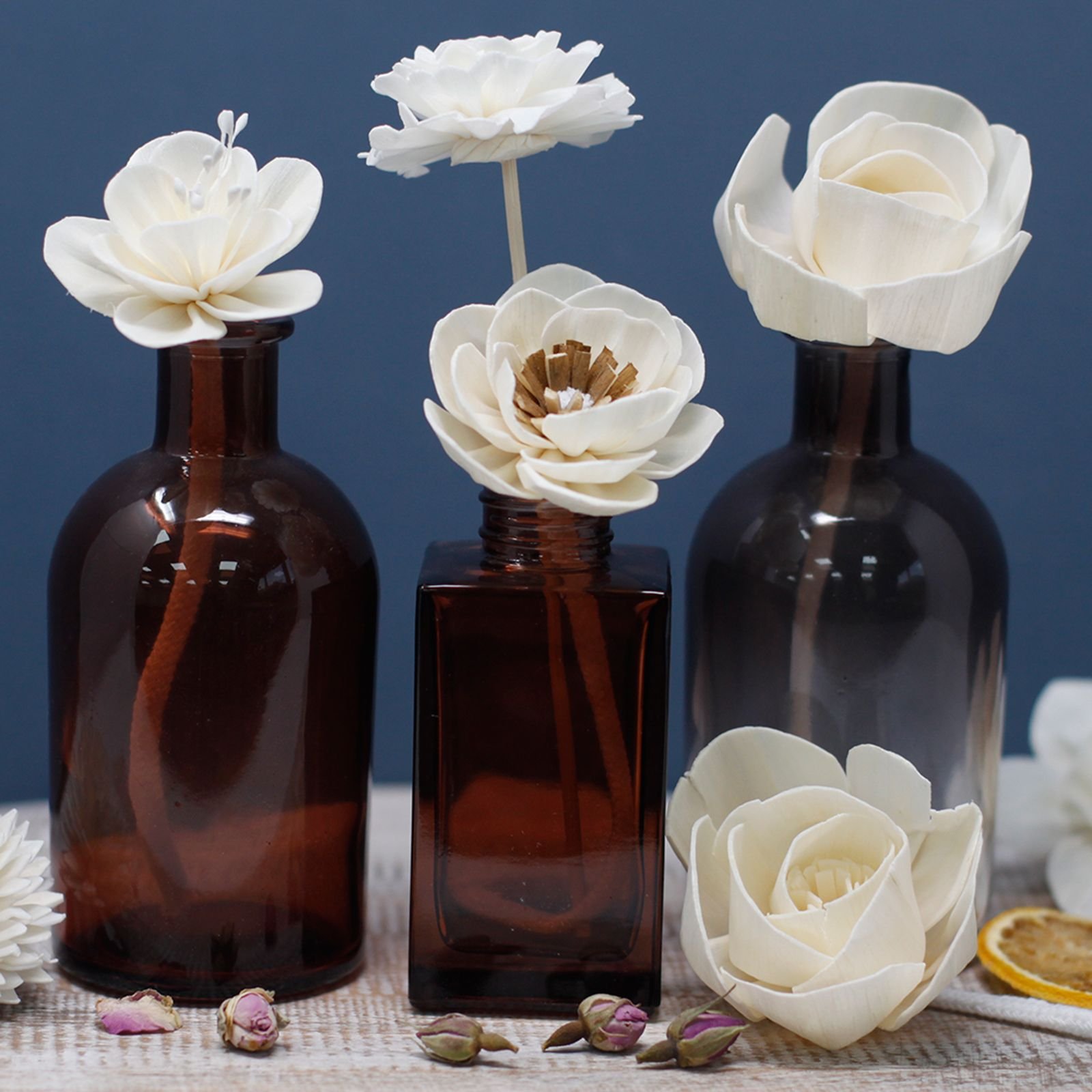 Duftdiffuser Blumen Große Lotusblüte 4 Stück – Solaholz Duftblumen mit Baumwollschnur