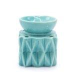 Duftlampe Keramik Blau mit geometrischem Muster