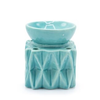 Duftlampe Keramik Blau mit geometrischem Muster