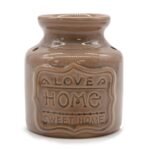 Duftlampe Keramik Grau Home Sweet Home – Große Aromalampe für Duftöl und Duftwachs – Honigbee Duftlampe Keramik Grau Home Sweet Home
