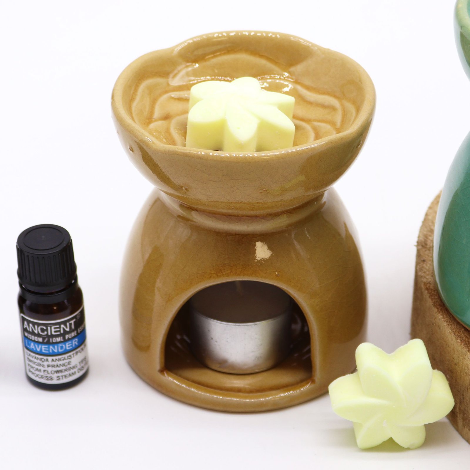 Duftlampe Lebensbaum Honiggelb aus Keramik – Aromalampe für Duftöle und Duftwachs