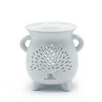 Duftlampe Keramik Weiß Lebensbaum – Dekorative Aromalampe für Duftöl und Duftwachs – Honigbee Duftlampe Keramik Weiß Lebensbaum
