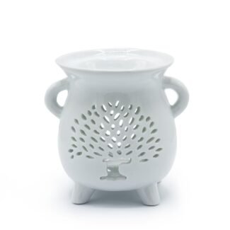 Duftlampe Keramik Weiß Lebensbaum