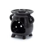 Duftlampe Keramik Schwarz Mond und Sterne – Dekorative Aromalampe für Duftöl und Duftwachs