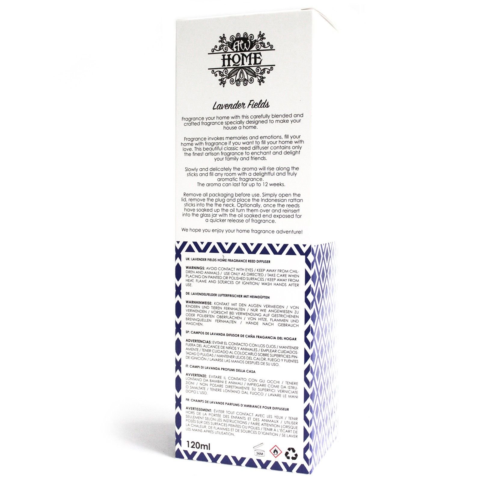 Raumduft Lavender Fields 120 ml – Duftdiffuser mit Stäbchen und beruhigendem Lavendelduft