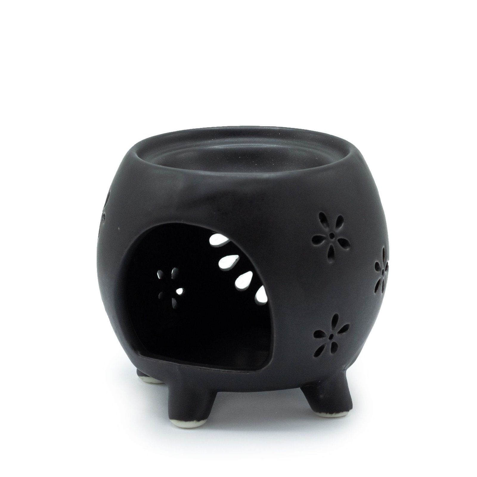 bG9jYWw6Ly9tZWRpYS8xUC9HQy82MFIzMEMxRzZXU0tHQzFQLzIyOTJlNTM3LmpwZWc.jpg Duftlampe Keramik Schwarz mit Blumenmuster – Matte Aromalampe für Duftöl und Duftwachs