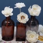 Duftdiffuser Blumen Kleine Mohnblume 4 Stück – Solaholz Duftblumen mit Baumwollschnur