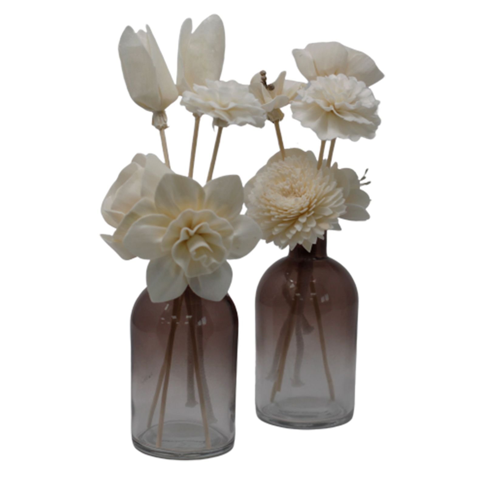 Duftdiffuser Blumen Rose 4 Stück – Natürliche Solaholz Duftblumen mit Bambusstäbchen