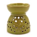 Duftlampe Lebensbaum Limettengrün aus Keramik – Aromalampe für Duftöle und Duftwachs – Honigbee Duftlampe Lebensbaum Limettengrün aus Keramik