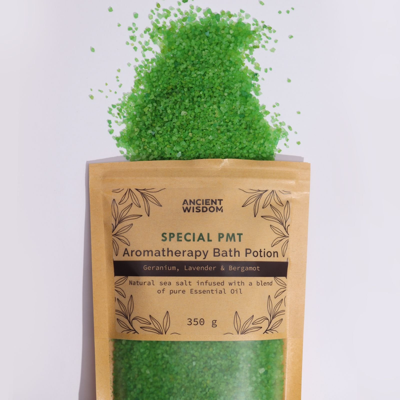 Aromatherapie Badesalz PMT 350 g – Entspannendes Meersalz mit Lavendel, Geranie und Bergamotte